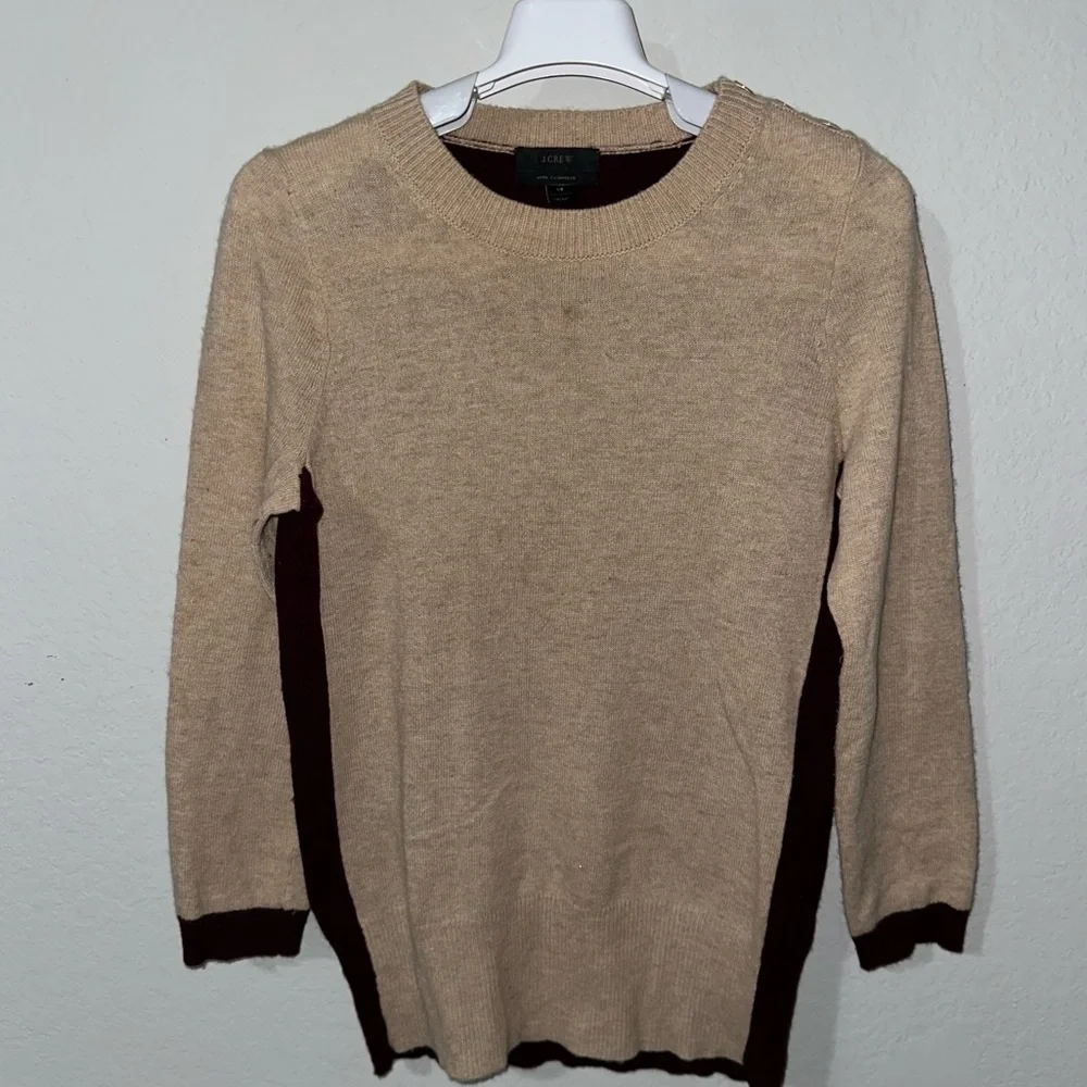 J.Crew Two-Toned‎ Crewneck Wool/Cashmere Blend Crewneck sweater XS
